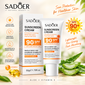 Sadoer Sunscreen Cream SPF 90+ PA++++ 50g | UV Sun Protection for Melasma & Hyperpigmentation